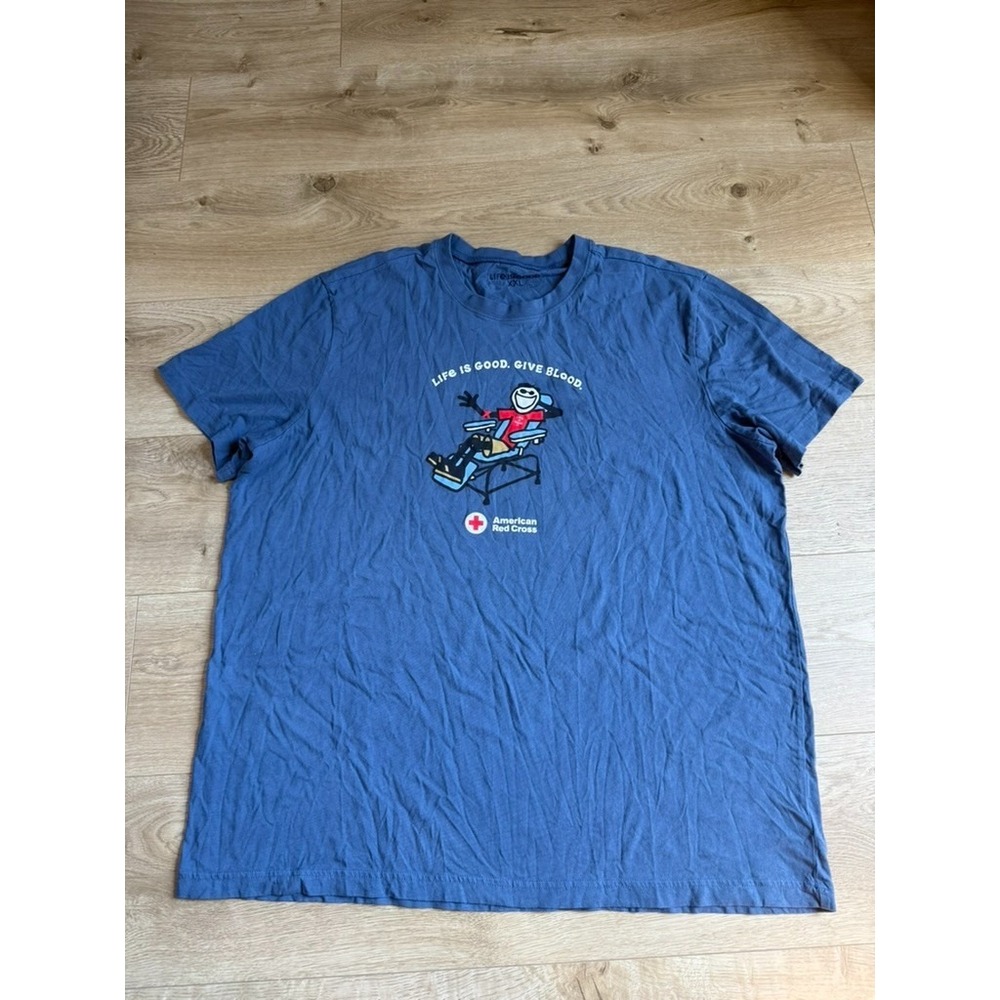 EUC American Red Cross Blood Donation Life Is Good T-Shirt Size XXL Official